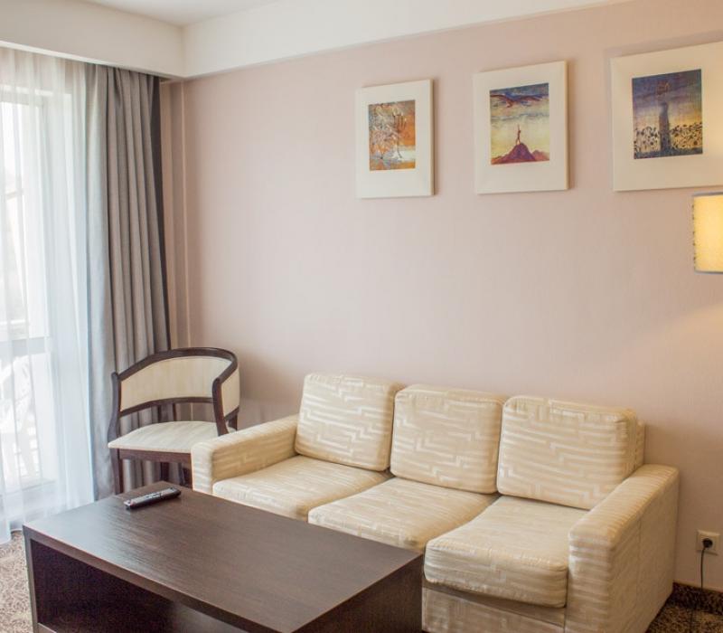 Гостиная в 2 местном 2 комнатном Люксе санатория Плаза СПА в Железноводске